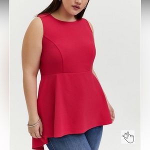 Torrid Fuchsia Pink Textured Ponte Hi-Lo Peplum Top